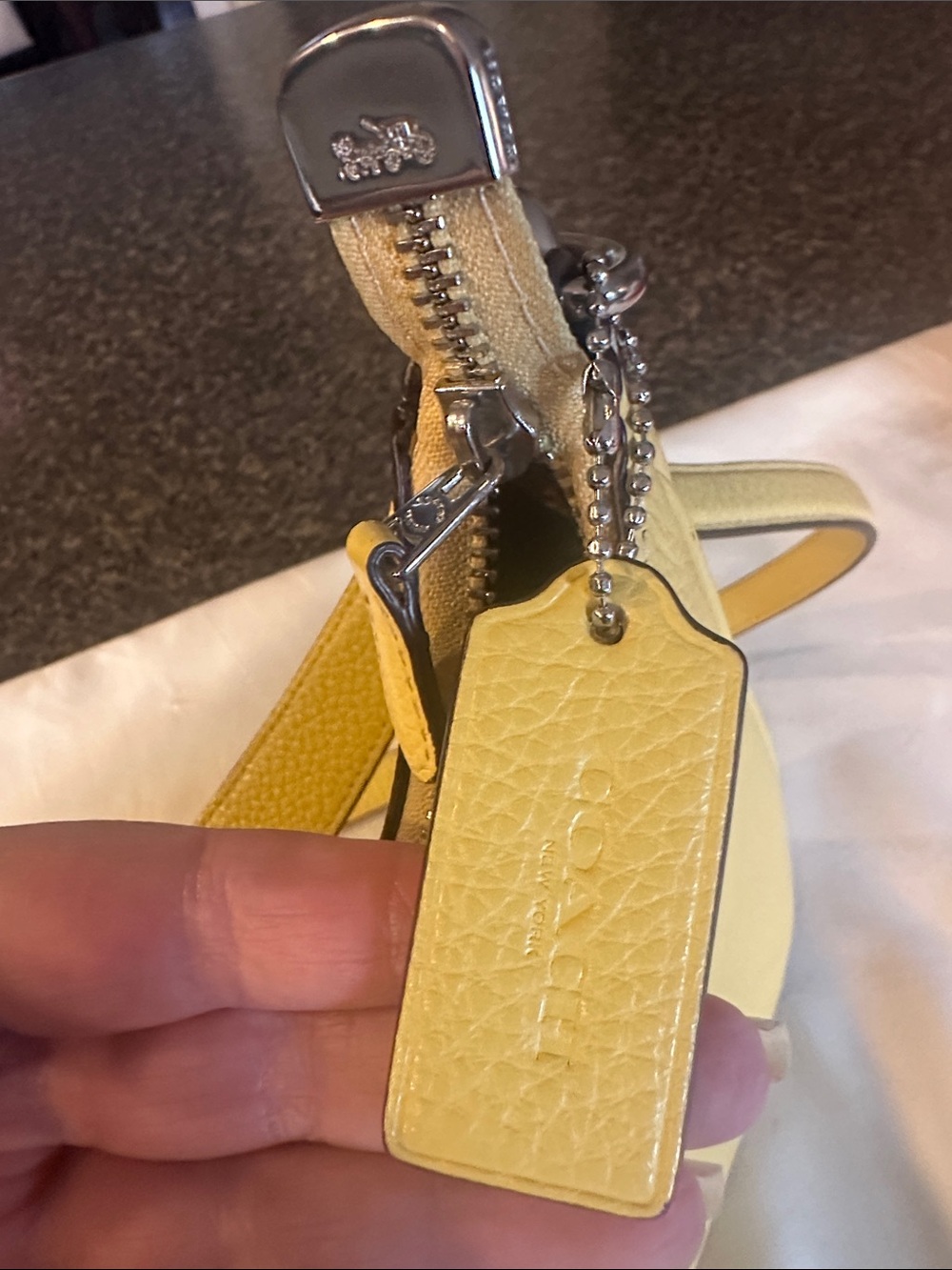 COACH Teri Hobo Pebble Leather Shoulder/Crossbody Bag in Yellow CJ517 - Picture 13 of 13